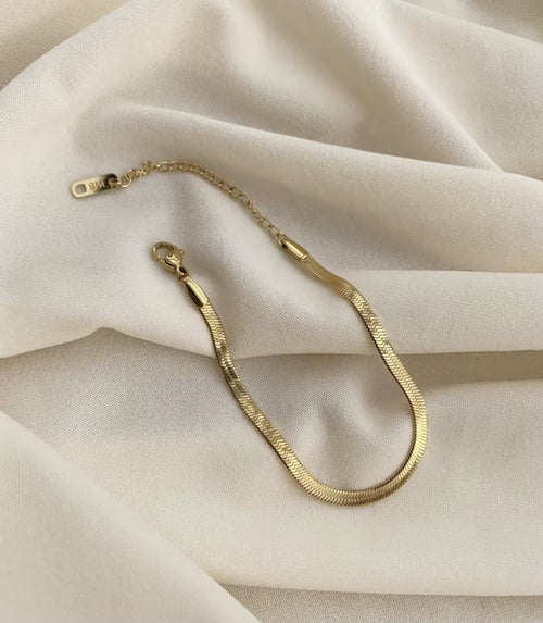 Joolim Stylish Stainless Steel Gold Plated Herringbone Bracelet Stainless Steel Chain Bracelet Wholesale