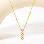 Joolim Jewelry 18K Gold Plated Waterproof Fashion Simple Versatile Three Zirconia Pendant Necklace Stainless Steel Jewelry