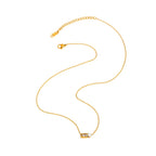 Joolim Jewelry 18K Gold Plated Waterproof Fashion Versatile Rectangle&Round Zirconia Pendant Necklace Stainless Steel Jewelry