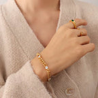 High End Gold Plated Diamond Pave Curb Stainless Steel Bracelet for Jewelry Women
