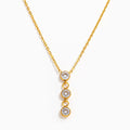 Joolim Jewelry 18K Gold Plated Waterproof Fashion Simple Versatile Three Zirconia Pendant Necklace Stainless Steel Jewelry