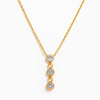 Joolim Jewelry 18K Gold Plated Waterproof Fashion Simple Versatile Three Zirconia Pendant Necklace Stainless Steel Jewelry