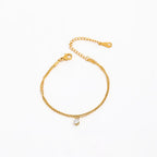 High End Gold Plated Stainless Steel CZ Double-Layer Bracelet for Women Wholesale Jewelry