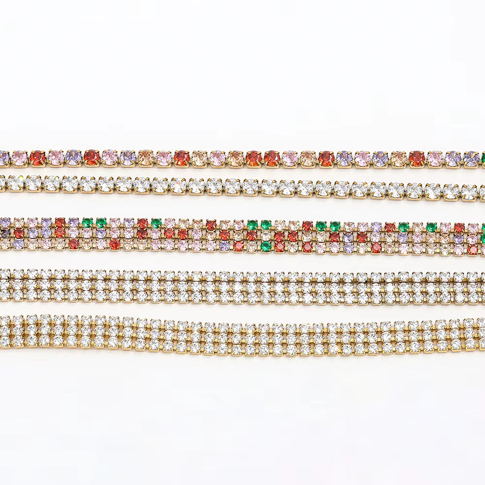 Joolim Luxury Tennis Charm Bracelet Waterproof & Tarnish-Free Colorful Zirconia Stainless Steel Fashionable Jewelry