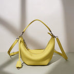 Custom Luxury Top Grain Genuine Leather Half Moon Hobo Bag for Women 2026 Trendy Crescent Shoulder Crossbody Handbag with Charm