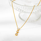 Joolim Jewelry 18K Gold Plated Waterproof Fashion Simple Versatile Three Zirconia Pendant Necklace Stainless Steel Jewelry