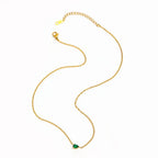 Joolim Jewelry PVD Plated Waterproof Fashion Pear Cut Green Zirconia Pendant Fine Cable Chain Necklace Stainless Steel Jewelry