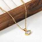 Joolim Jewelry PVD Plated Waterproof Trendy Fashion Street Minimal Eye Zirconia Pendant Necklace Stainless Steel Jewelry