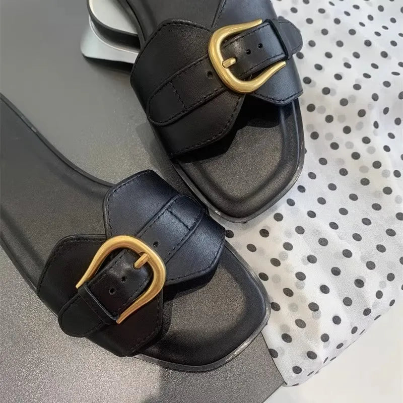Buckle Casual Flat Heel Women Sandals Babouche Slipper Fashion Summer Comfortable Women'S Flat Sandals