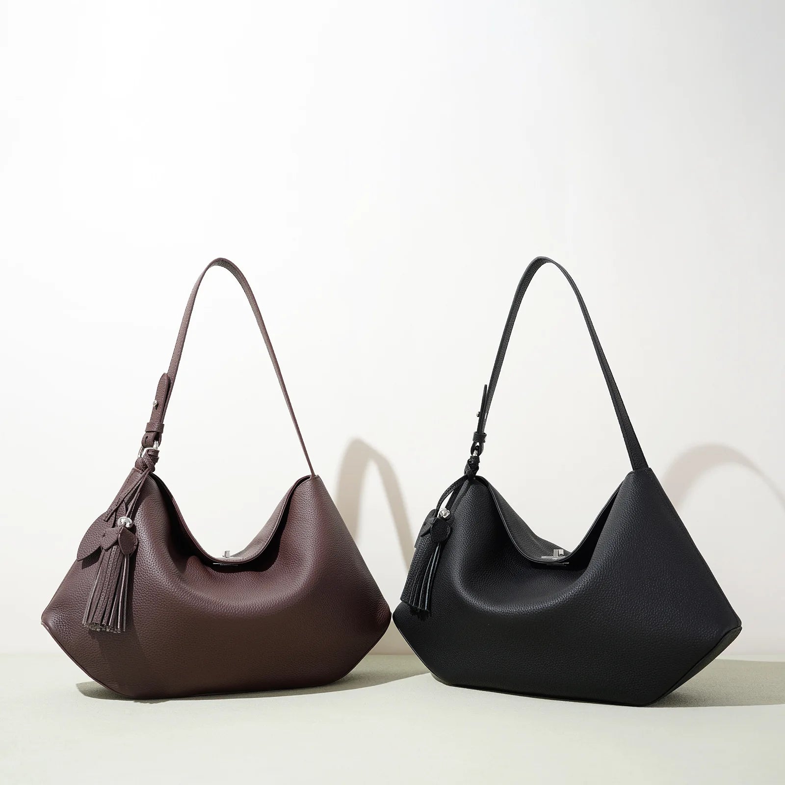Elegant Genuine Leather Ladies Underarm Tote Bag Multi-Use Shopping Shoulder Crossbody Daily Purse