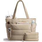 New Women Sport Soft Puffer Tote Bag Travel Essentials Shopping Shoulder Bag Quilted Nurse Carry Handbag Sport Tote Bag