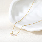 Joolim Jewelry 18K Gold Plated Waterproof&Tarnish Free Fashion Dainty Zirconia Petal Pendant Necklace Stainless Steel