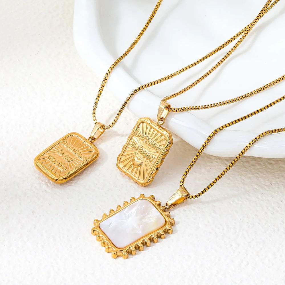Joolim Jewelry PVD Plated Waterproof Fashion Cameo Shell Rose North Star Sacred Heart Pendant Necklace Stainless Steel Jewelry