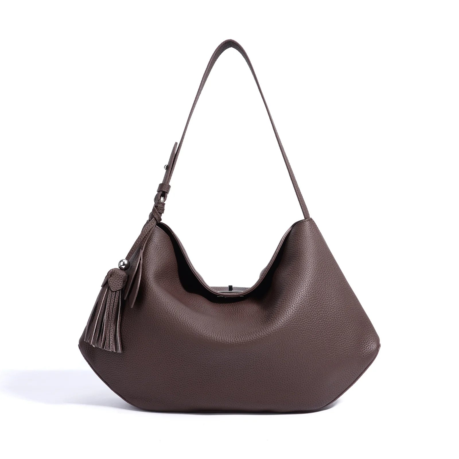 Elegant Genuine Leather Ladies Underarm Tote Bag Multi-Use Shopping Shoulder Crossbody Daily Purse