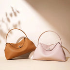 2026 New Women Top Layer Cowhide Leather Two Strap Shoulder Crossbody Bag High End Simple Versatile Handbag