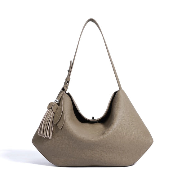 Elegant Genuine Leather Ladies Underarm Tote Bag Multi-Use Shopping Shoulder Crossbody Daily Purse