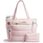 New Women Sport Soft Puffer Tote Bag Travel Essentials Shopping Shoulder Bag Quilted Nurse Carry Handbag Sport Tote Bag