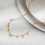 Joolim Jewelry 18K Gold Plated Waterproof Starlight Sparkling Fine Patterned round Wafer Pendant Necklace Stainless Steel