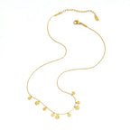 Joolim Jewelry 18K Gold Plated Waterproof Starlight Sparkling Fine Patterned round Wafer Pendant Necklace Stainless Steel