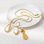 Joolim Jewelry 18K Gold Plated Waterproof Fashion Irregular Pearl Pendant Twisted Rope Chain Necklace Stainless Steel Jewelry