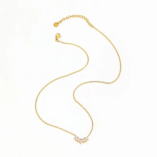 Joolim Jewelry 18K Gold Plated Waterproof&Tarnish Free Fashion Dainty Zirconia Petal Pendant Necklace Stainless Steel
