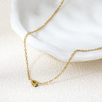 Joolim Jewelry PVD Plated Waterproof Fashion Pear Cut Green Zirconia Pendant Fine Cable Chain Necklace Stainless Steel Jewelry