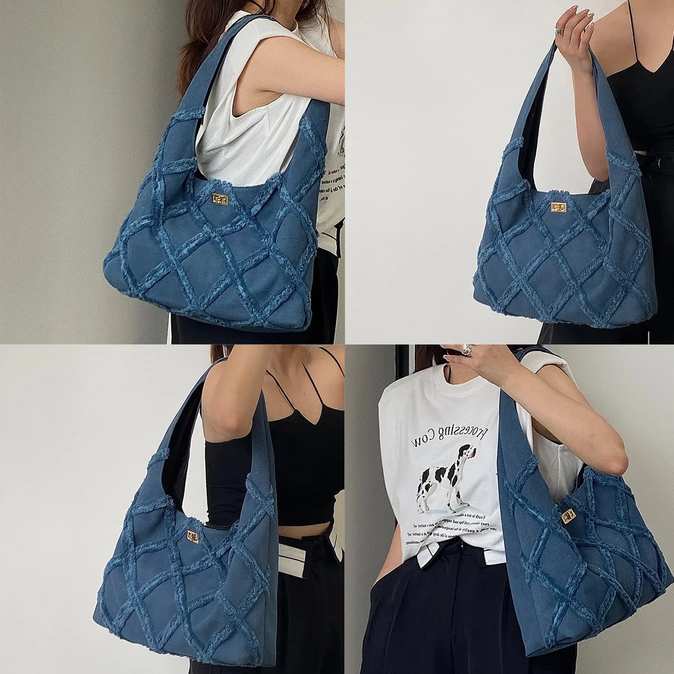 Denim Jean Women'S Tote Bag Eco Friendly Durable Portable High Quality Fashion Casual Handbag