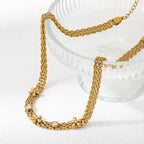 Joolim Jewelry 18K Gold Plated Waterproof Fashion Mesh Strap Five-Leaf Clear Zirconia Pendant Necklace Stainless Steel