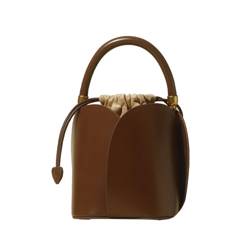 Cowhide Women'S Bucket Bag Cross Body Bag Women'S Handbag