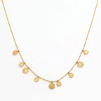 Joolim Jewelry 18K Gold Plated Waterproof Starlight Sparkling Fine Patterned round Wafer Pendant Necklace Stainless Steel