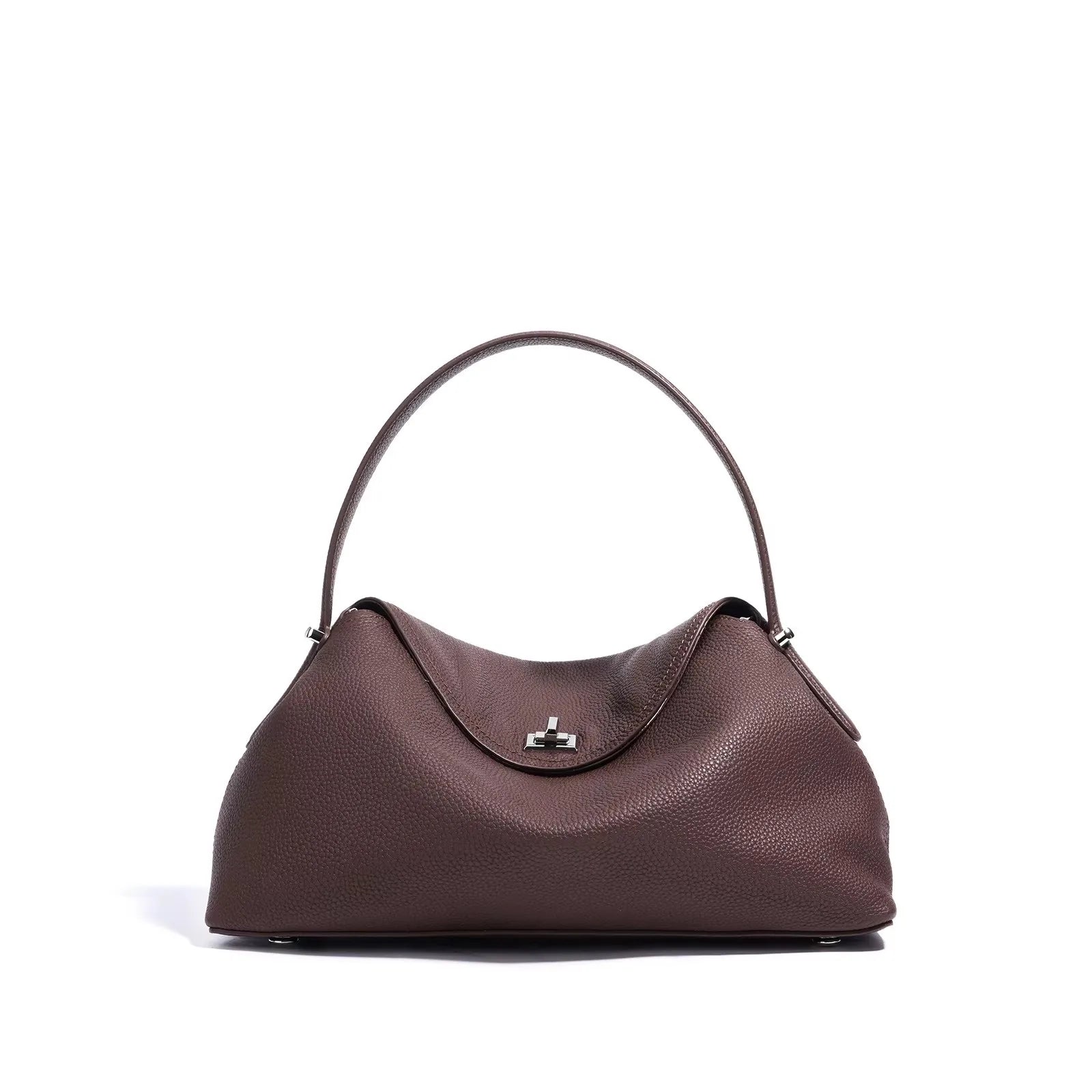 2026 New Women Top Layer Cowhide Leather Two Strap Shoulder Crossbody Bag High End Simple Versatile Handbag