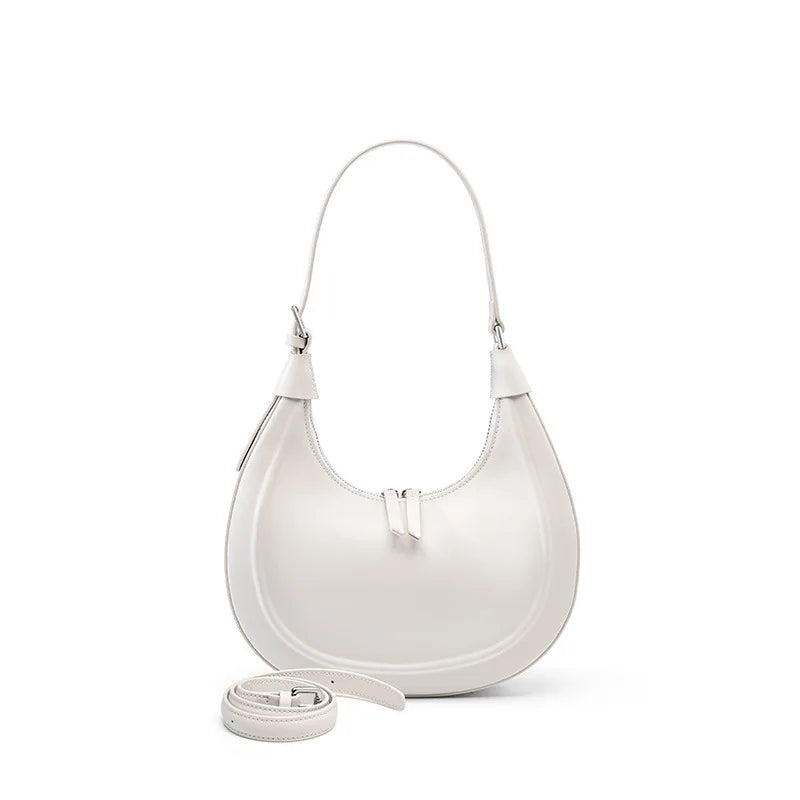 High Quality Genuine Chic Leather Designer Fashion Half Moon Crossbody Armpit Shoulder Bags for Women