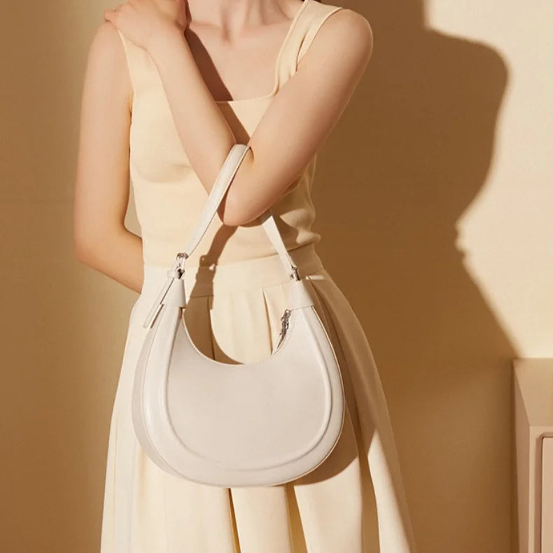 High Quality Genuine Chic Leather Designer Fashion Half Moon Crossbody Armpit Shoulder Bags for Women