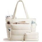 New Women Sport Soft Puffer Tote Bag Travel Essentials Shopping Shoulder Bag Quilted Nurse Carry Handbag Sport Tote Bag