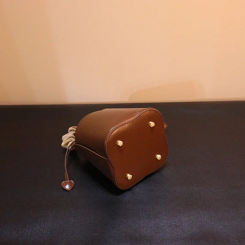 Cowhide Women'S Bucket Bag Cross Body Bag Women'S Handbag