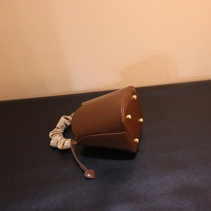 Cowhide Women'S Bucket Bag Cross Body Bag Women'S Handbag