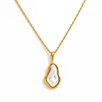 Joolim Jewelry 18K Gold Plated Waterproof Fashion Irregular Pearl Pendant Twisted Rope Chain Necklace Stainless Steel Jewelry