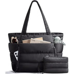 New Women Sport Soft Puffer Tote Bag Travel Essentials Shopping Shoulder Bag Quilted Nurse Carry Handbag Sport Tote Bag
