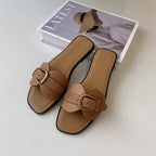Buckle Casual Flat Heel Women Sandals Babouche Slipper Fashion Summer Comfortable Women'S Flat Sandals