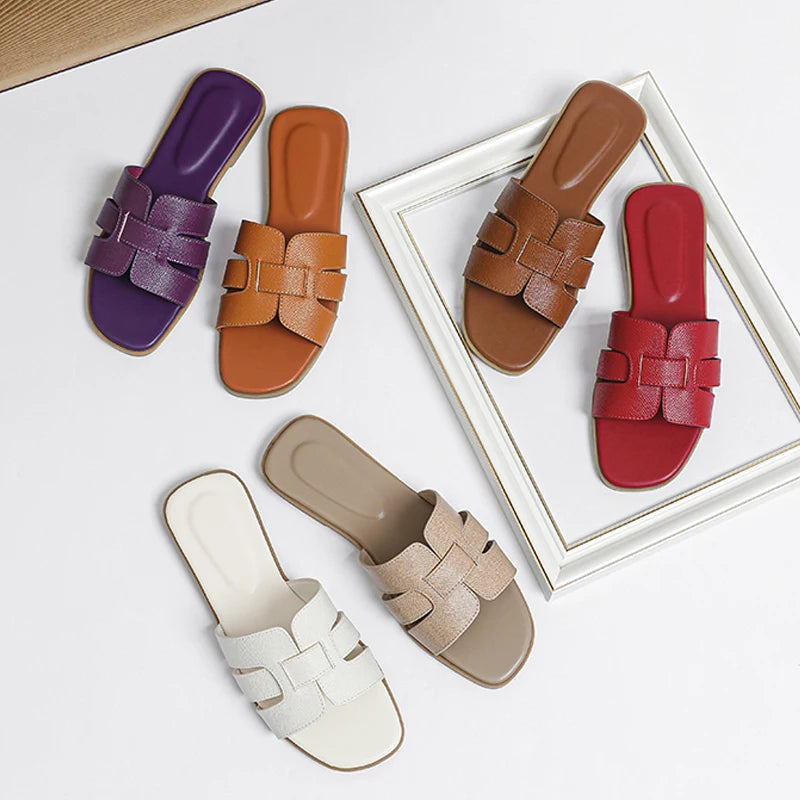 Women'S Sandals Fashion Slippers Soft PU Breathable Non Slip Rubber Bottom Shoes 2025 New Edition
