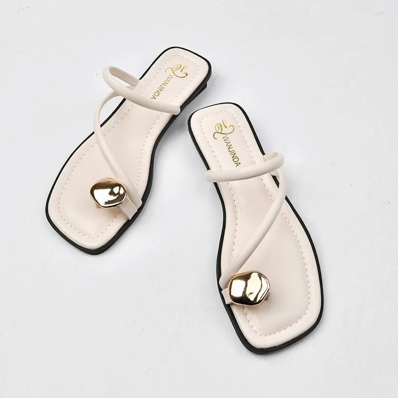 2025 Summer Beach Flip Flop Clip Toe Women Flats Slippers Shoes Outdoor Casual Ladies Low Heel Slides