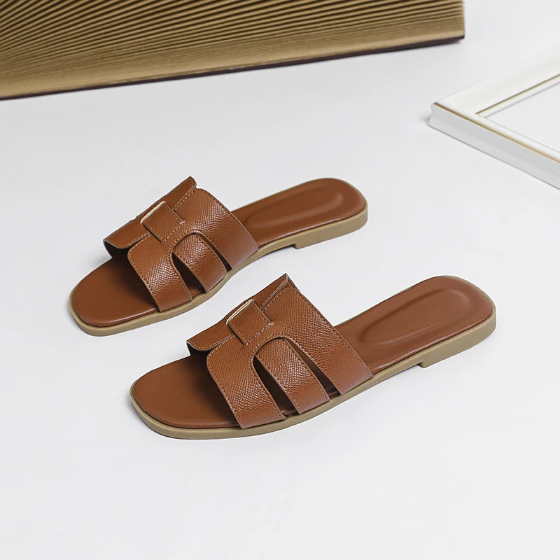 Women'S Sandals Fashion Slippers Soft PU Breathable Non Slip Rubber Bottom Shoes 2025 New Edition