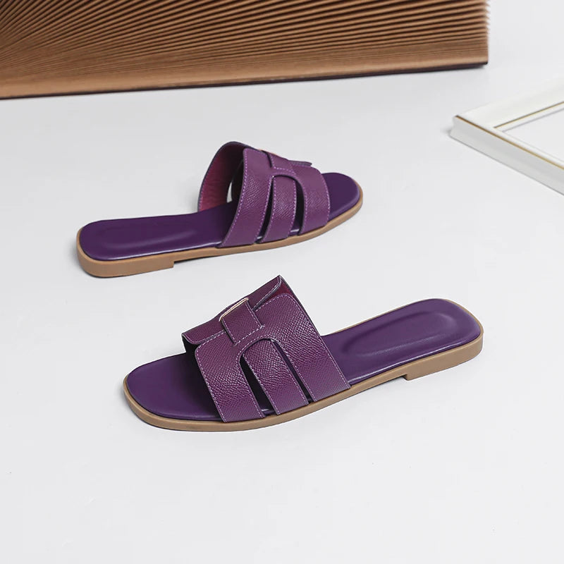 Women'S Sandals Fashion Slippers Soft PU Breathable Non Slip Rubber Bottom Shoes 2025 New Edition