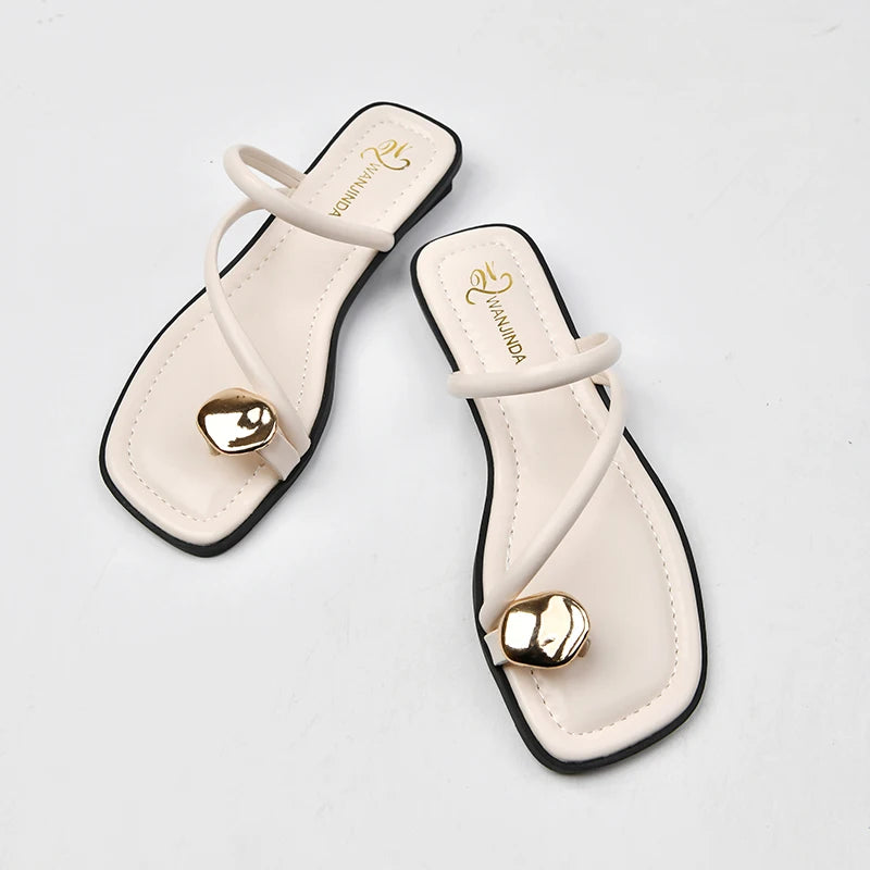 2025 Summer Beach Flip Flop Clip Toe Women Flats Slippers Shoes Outdoor Casual Ladies Low Heel Slides
