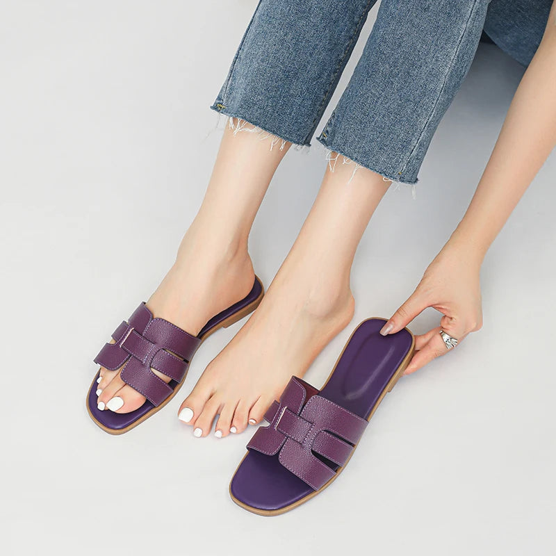 Women'S Sandals Fashion Slippers Soft PU Breathable Non Slip Rubber Bottom Shoes 2025 New Edition