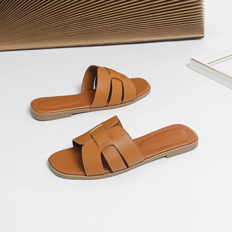 Women'S Sandals Fashion Slippers Soft PU Breathable Non Slip Rubber Bottom Shoes 2025 New Edition