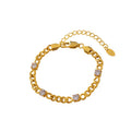 High End Gold Plated Diamond Pave Curb Stainless Steel Bracelet for Jewelry Women