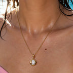 Joolim Jewelry 18K Gold Plated Waterproof Fashion Designer Dainty Oval Zirconia Pendant Necklace Stainless Steel Jewelry