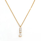 Joolim Jewelry 18K Gold Plated Waterproof&Tarnish Free Fashion Dainty Teardrop&Round Zirconia Pendant Necklace Stainless Steel