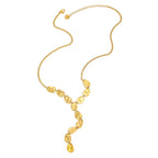 Joolim Jewelry PVD Plated Waterproof Fashion Hammered Metal Organic Shape Y Drop Pendant Necklace Stainless Steel Jewelry